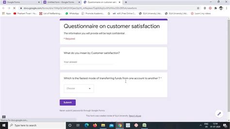 Google Form Questionnaire Template