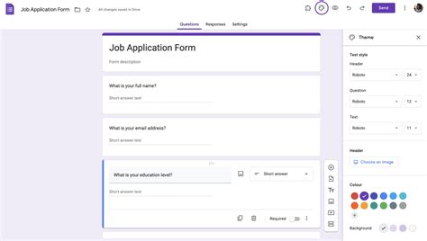 Google Forms Job Application Template