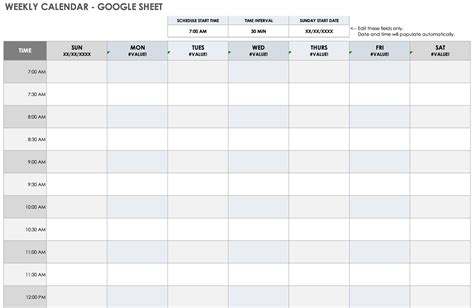 Google Sheet Templates Calendar