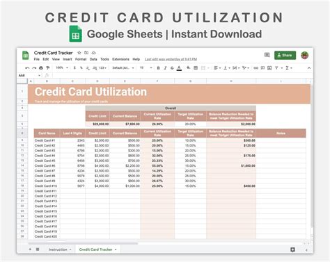 Google Sheets Credit Card Tracker Template