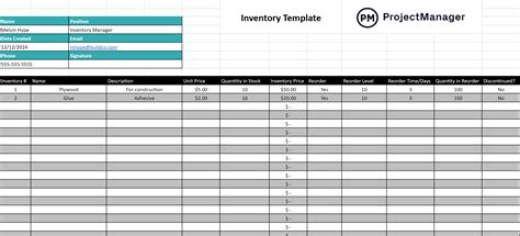 Google Sheets Inventory Tracking Template