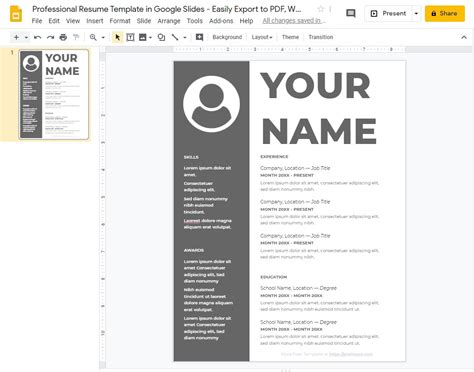 Google Slides Resume Template