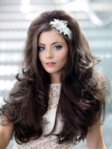 Gorgeous Brown Wavy Long Human Hair Wigs & Half Wigs