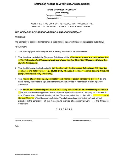 Governing Authority Resolution Business Organization Doc