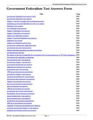 Government Federalism Test Answers Form Reader