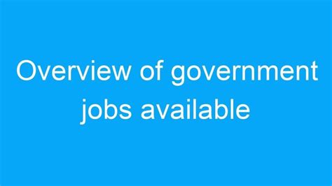 Government Jobs: An Overview