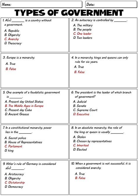 Government Section 1 Quiz Answer Reader