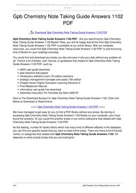Gpb Chemistry Note Taking Guide Answers 1102 Kindle Editon