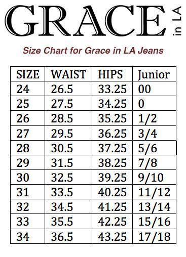 Grace La Jeans Size Chart