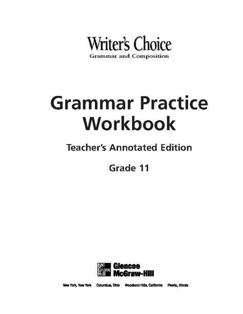 Grade 11 Grammar And Language Workbook Answers 2 Reader