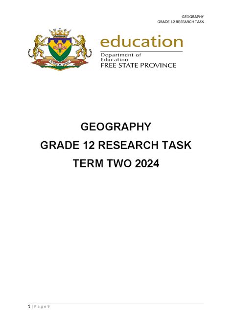 Grade 12 Geography Data Handling Answers Task 01 Reader