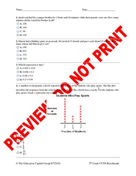Grade 5 Benchmark Test Answers Doc