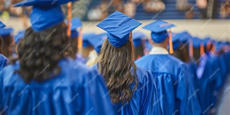 Graduation Day celebration in schools with students in graduation robes
