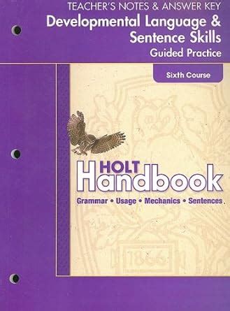 Grammar Holt Handbook Answers Key Sixth Reader