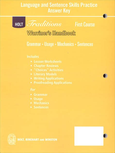 Grammar first course holt answer key Ebook PDF