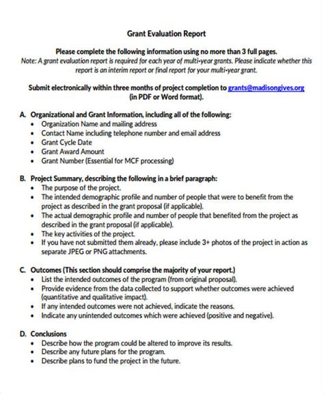 Grant Report Template
