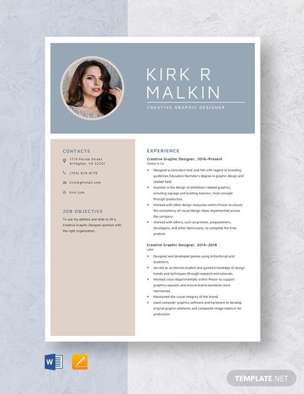 Graphic Design Resume Template Word