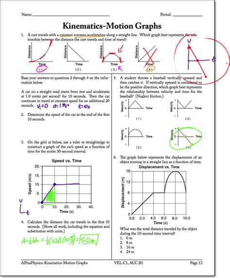 Graphing Motion Kinematics Answers Epub