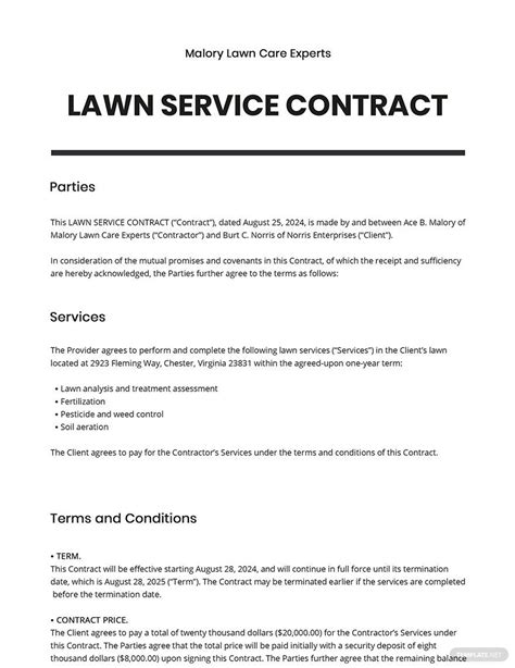 Grass Cutting Contract Template