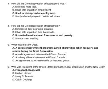 Great Depression Test Answers Key PDF