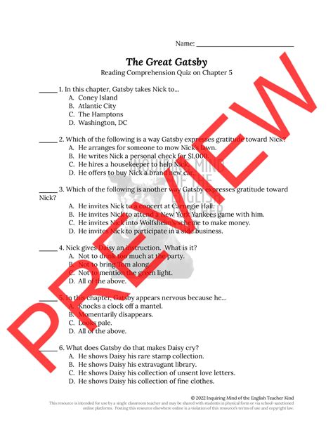 Great Gatsby Activity Answers Doc