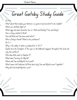 Great Gatsby Answer Key Study Questions Kindle Editon