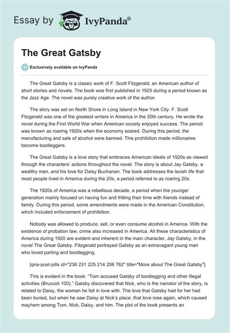 Great Gatsby Essay Topics Answers Reader