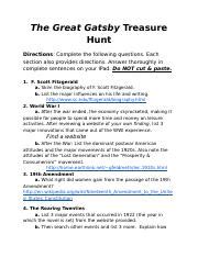 Great Gatsby Treasure Hunt Answer Reader