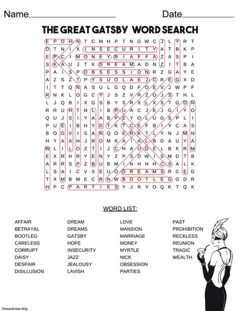 Great Gatsby Word Search Answers Reader