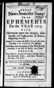 Great News from the Stars Or an Ephemeris for the Year 1718 by William Andrews Epub