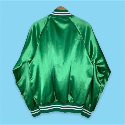 Green Satin Bomber Jacket: