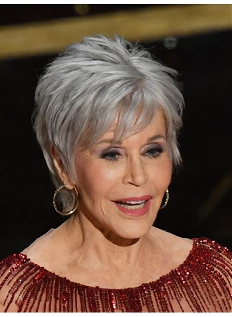 Grey 8" Straight Boycuts: The Jane Fonda Wig Sensation for 2025