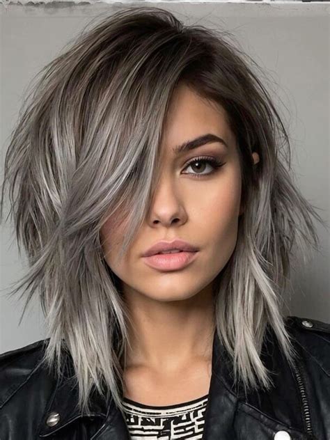 Grey Hair Wigs 12" Remy Human Hair Layered Shoulder Length Monofilament Wigs