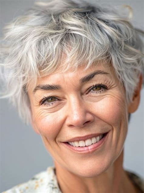 Grey Hair Wigs Short 4" Wavy Monofilament Wigs