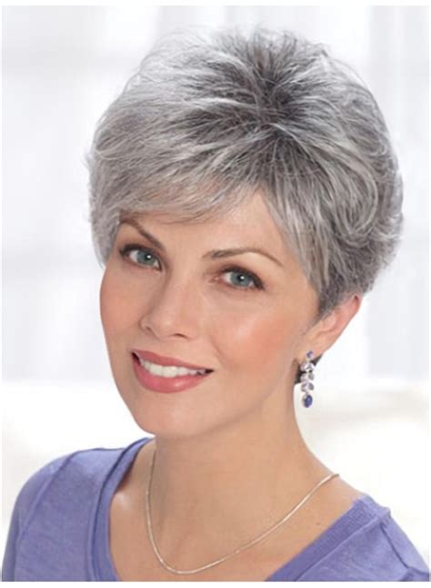 Grey Lady Short Classic Lace Front Human Wigs