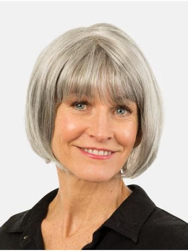 Grey Straight Chin Length: 10" Bobs Best Hand-Tied Wigs for 2025