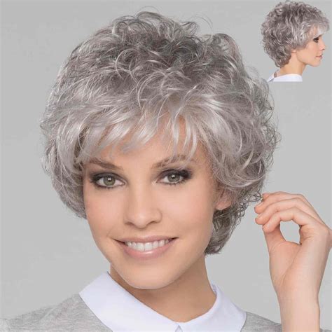 Grey Wigs For Old Ladies Synthetic Layered 16" Long Wigs