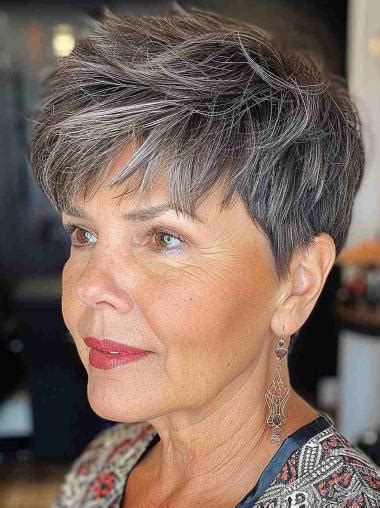 Grey Wigs Human Hair Cropped Lace Front Straight 4" Boycuts Wigs