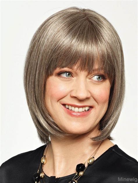 Grey Wigs Without Bangs Wavy Lace Front Wigs Shoulder Length Synthetic Wigs