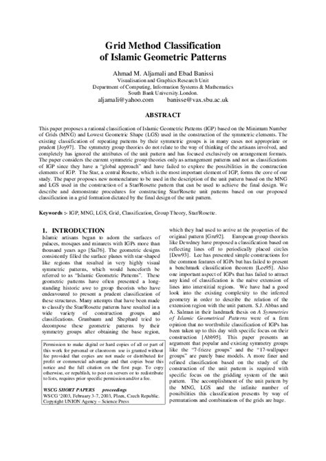 Grid Method Classification Of Islamic Geometric Patterns Ebook Doc