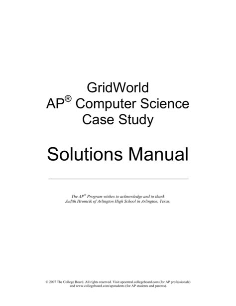 Gridworld Solutions Document Ap Central College Board Doc