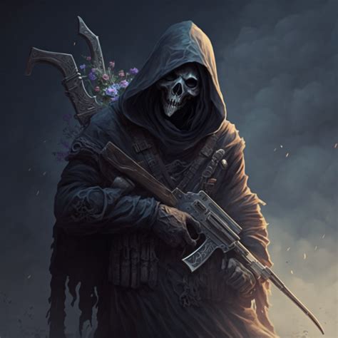 Grim Reaper with Guns: A Haunting Vision of Mortality