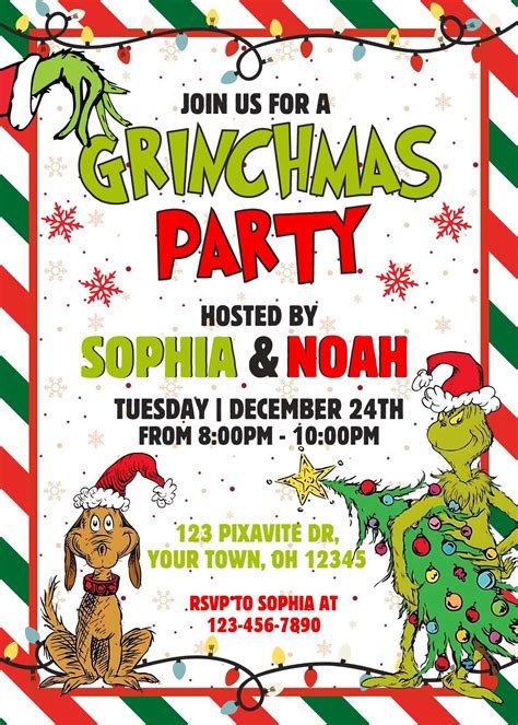 Grinch Party Invitation Template Free