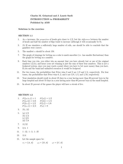 Grinstead Probability Solutions Doc