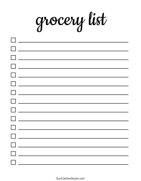 Grocery List Free Template