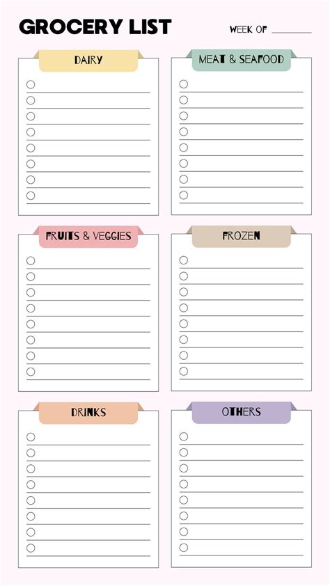 Grocery List Templates