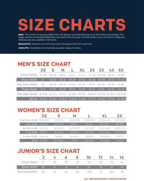 Grundens Bibs Size Chart