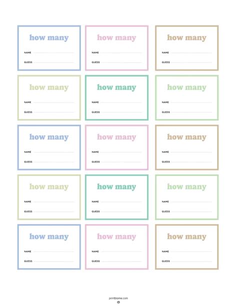 Guess How Many Printable Template Free
