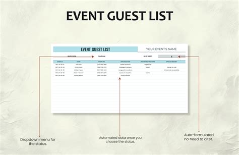 Guest List Template Google Sheets