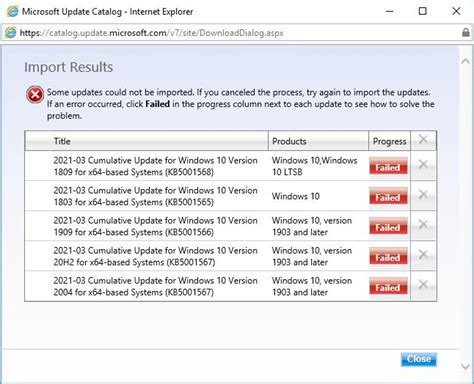 Gui U15 Load Of Update Catalog Data Failed